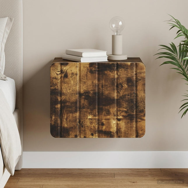Væghængt Natbord Røget eg 33 x 34,5 x 24 cm Konstrueret træ