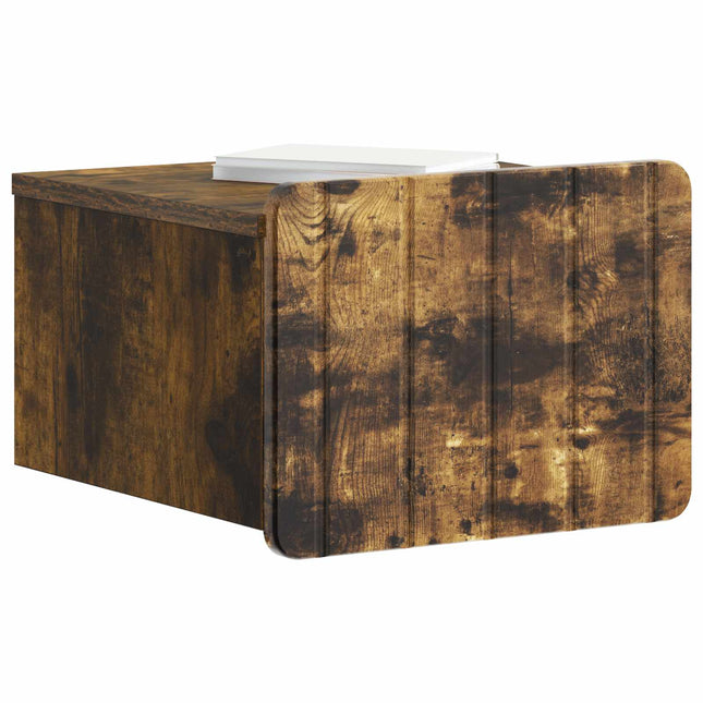 Væghængt Natbord med skuffe 2 pcs Røget eg 33 x 34,5 x 24 cm
