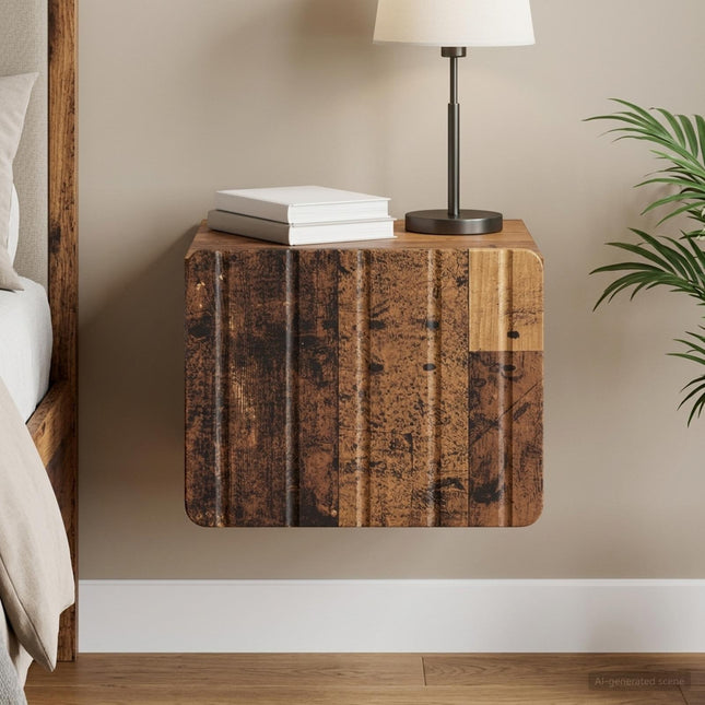 Væghængt Natbord Gammelt træ 33 x 34,5 x 24 cm Konstrueret træ