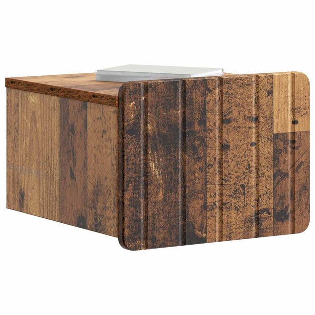 Væghængt Natbord med skuffe 2 pcs Gammelt træ 33 x 34,5 x 24 cm