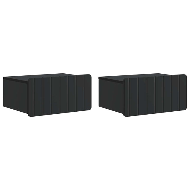 Væghængt Natbord 2 pcs Sort 49 x 34,5 x 24 cm Konstrueret træ