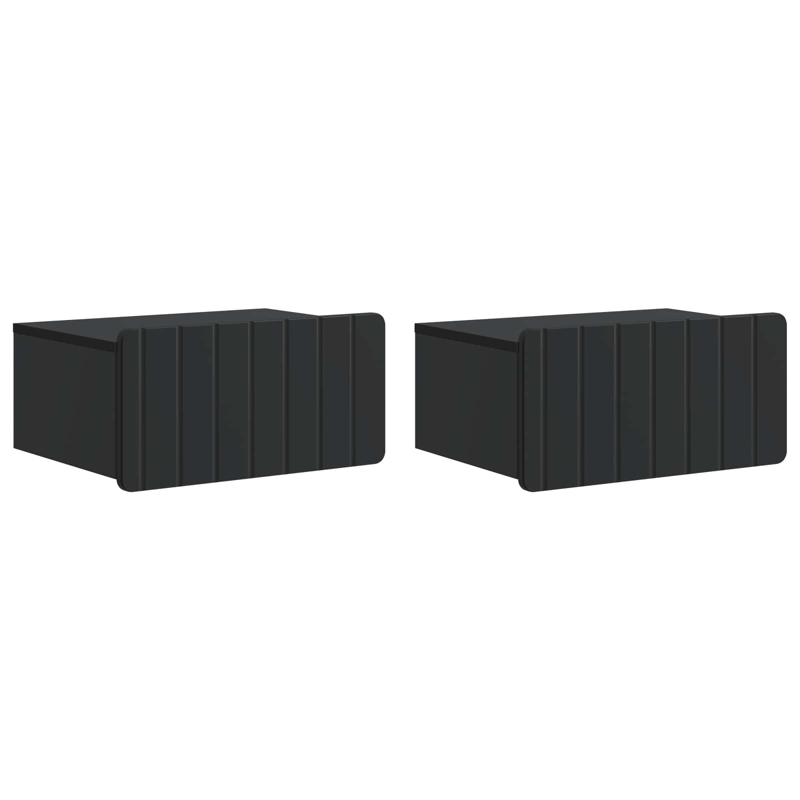 Væghængt Natbord 2 pcs Sort 49 x 34,5 x 24 cm Konstrueret træ