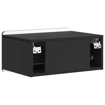 Væghængt Natbord 2 stk. Sort 49 x 34,5 x 24 cm Konstrueret træ