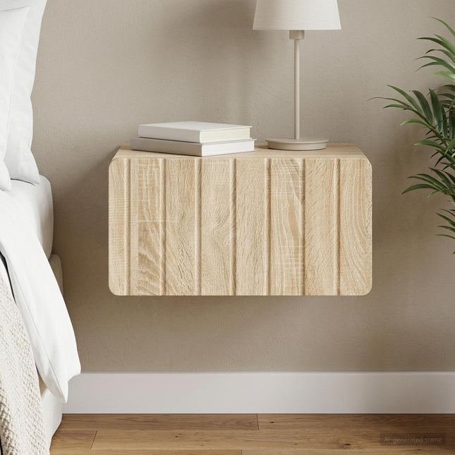 Væghængt Natbord Sonoma-eg 49 x 34,5 x 24 cm Konstrueret træ