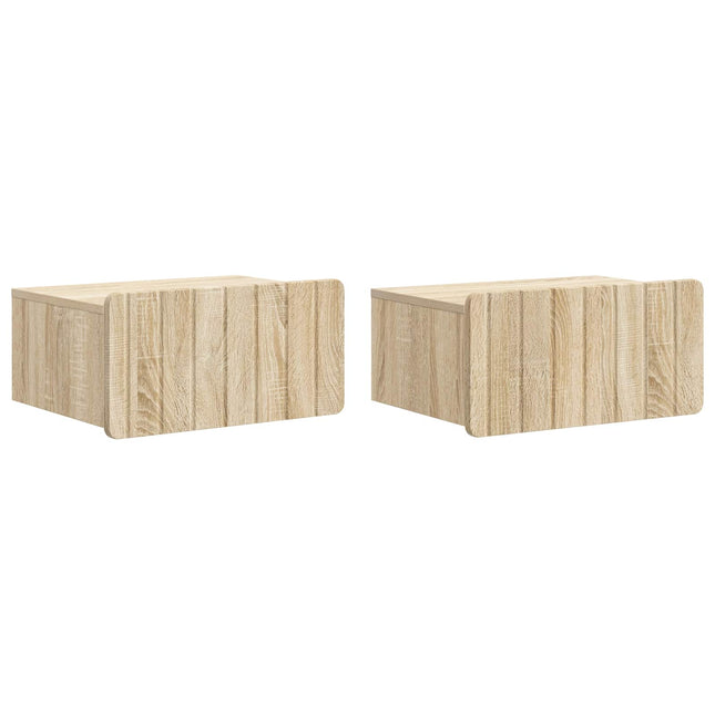 Væghængt Natbord med skuffe 2 pcs Sonoma-eg 49 x 34,5 x 24 cm