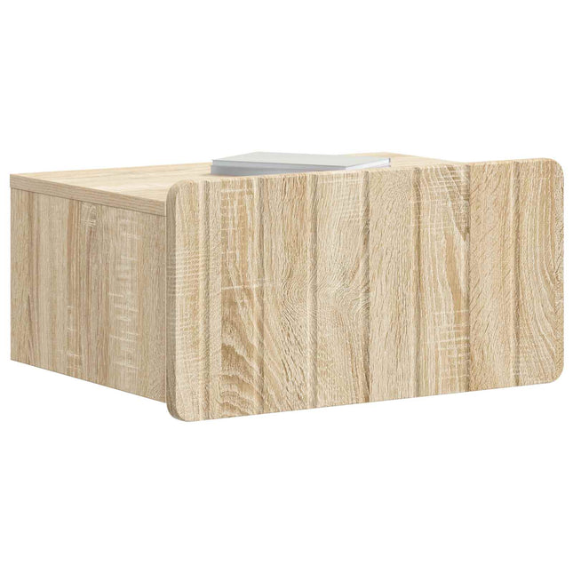 Væghængt Natbord med skuffe 2 pcs Sonoma-eg 49 x 34,5 x 24 cm