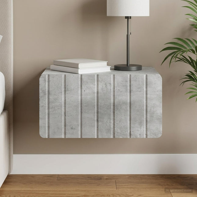 Væghængt Natbord Betongrå 49 x 34,5 x 24 cm Konstrueret træ