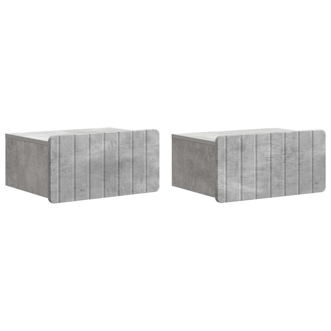 Væghængt Natbord med skuffe 2 pcs Betongrå 49 x 34,5 x 24 cm