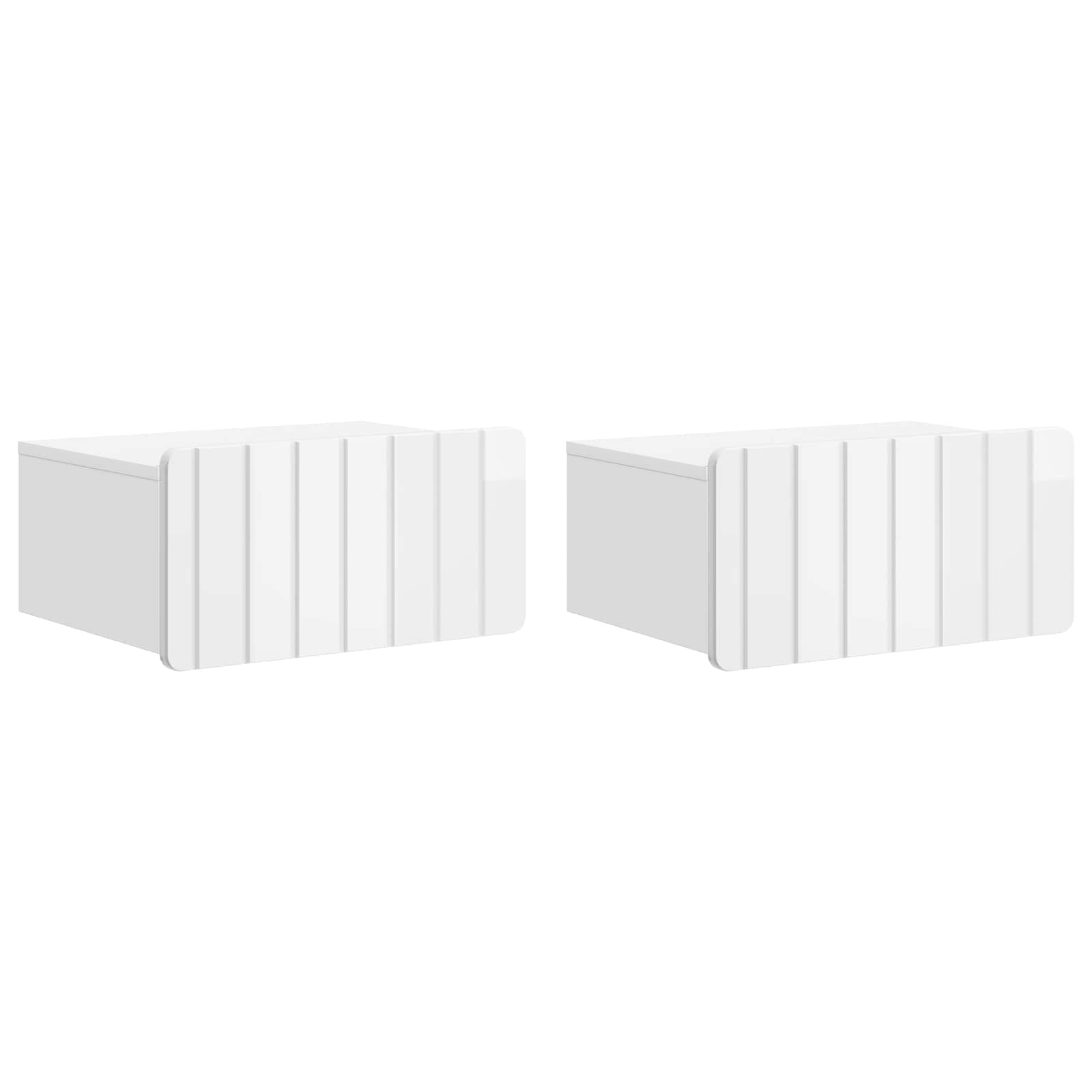 Væghængt Natbord 2 pcs Hvid højglans 49 x 34,5 x 24 cm