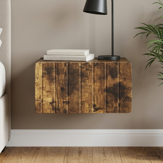 Væghængt Natbord Røget eg 49 x 34,5 x 24 cm Konstrueret træ