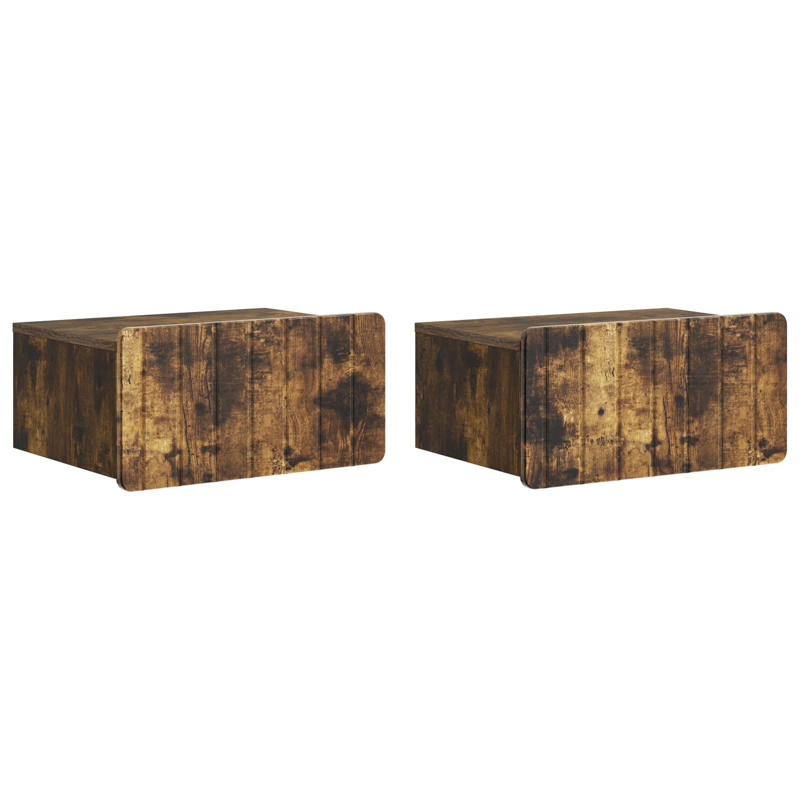 Væghængt Natbord med skuffe 2 pcs Røget eg 49 x 34,5 x 24 cm