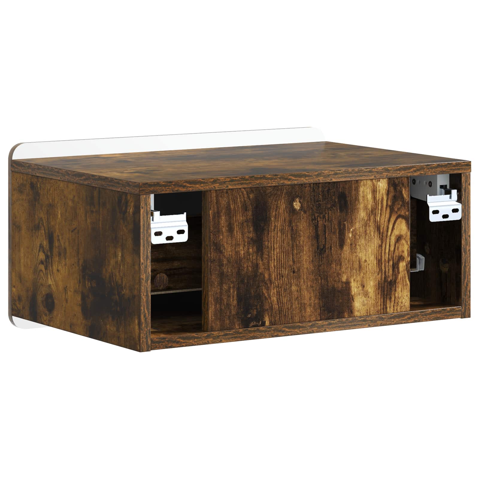 Væghængt Natbord med skuffe 2 pcs Røget eg 49 x 34,5 x 24 cm