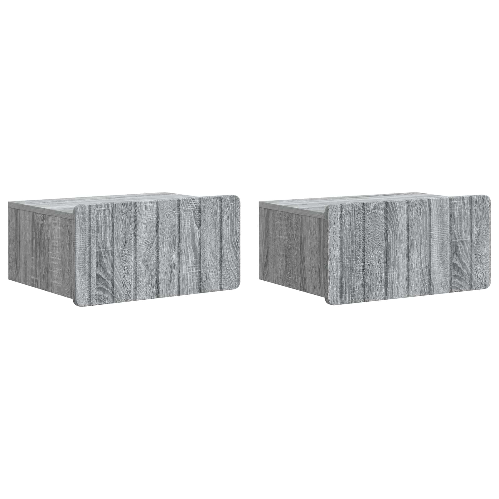 Væghængt Natbord 2 pcs Grå sonoma-eg 49 x 34,5 x 24 cm