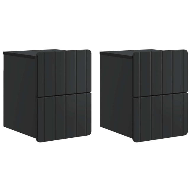Væghængt Natbord 2 pcs Sort 33 x 34,5 x 43 cm Konstrueret træ