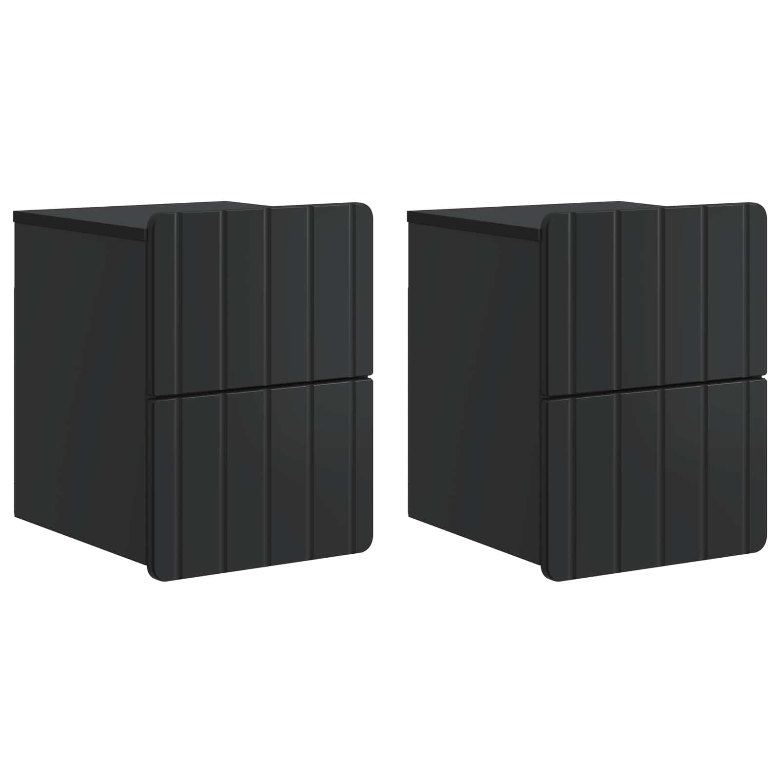Væghængt Natbord 2 pcs Sort 33 x 34,5 x 43 cm Konstrueret træ