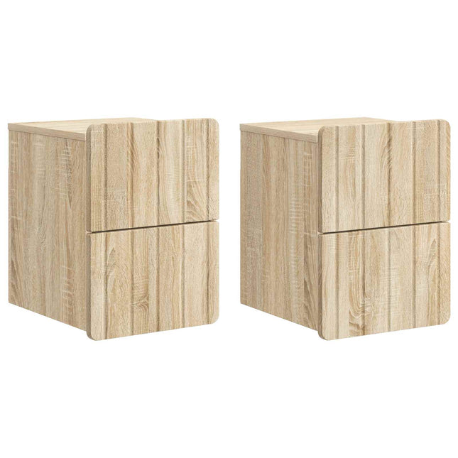 Væghængt Natbord med skuffe 2 pcs Sonoma-eg 33 x 34,5 x 43 cm