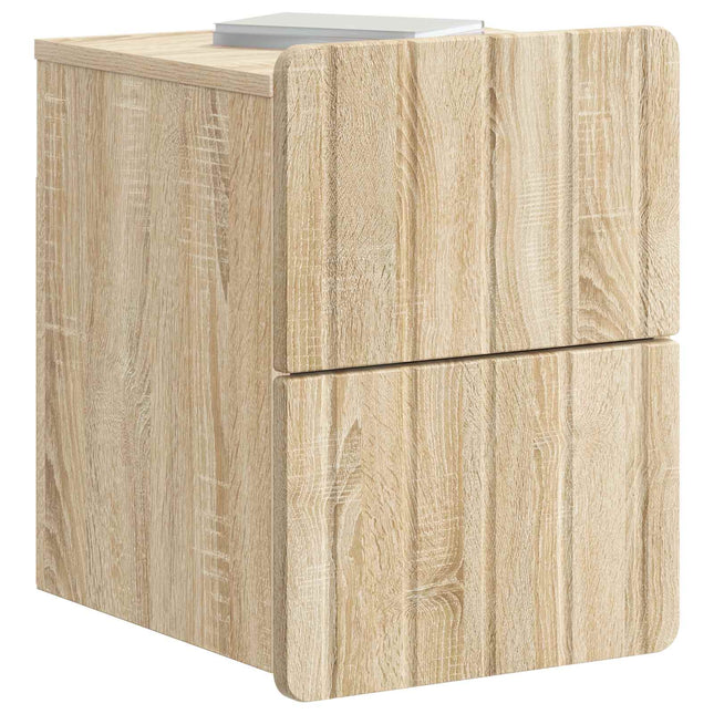 Væghængt Natbord med skuffe 2 pcs Sonoma-eg 33 x 34,5 x 43 cm