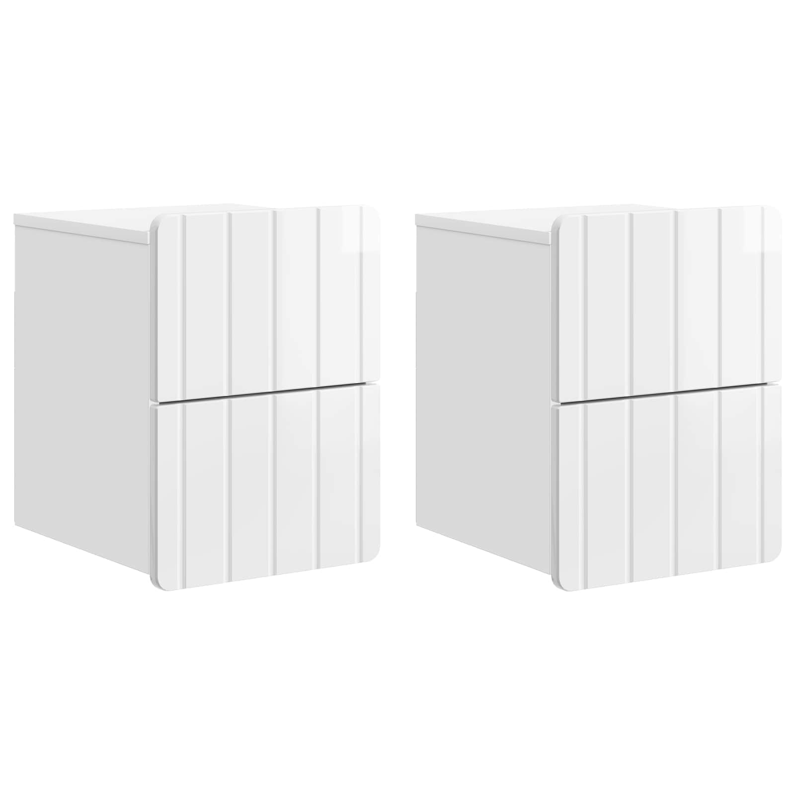 Væghængt Natbord 2 pcs Hvid højglans 33 x 34,5 x 43 cm