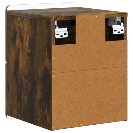Væghængt Natbord 2 stk. Røget eg 33 x 34,5 x 43 cm