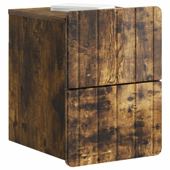 Væghængt Natbord med skuffe 2 pcs Røget eg 33 x 34,5 x 43 cm
