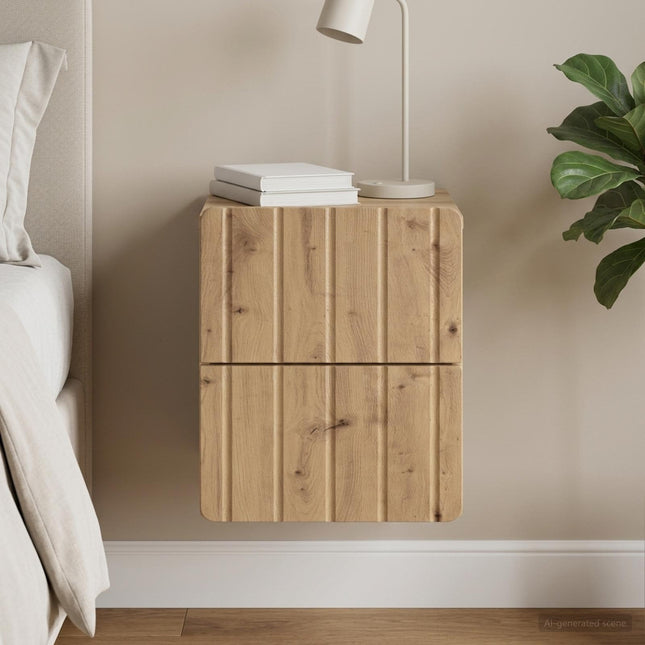 Væghængt Natbord Artisan-eg 33 x 34,5 x 43 cm Konstrueret træ