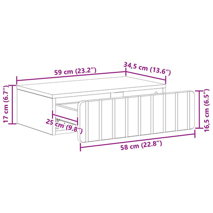 Væghængt Sideskab Sort 59 x 34,5 x 17 cm Konstrueret træ