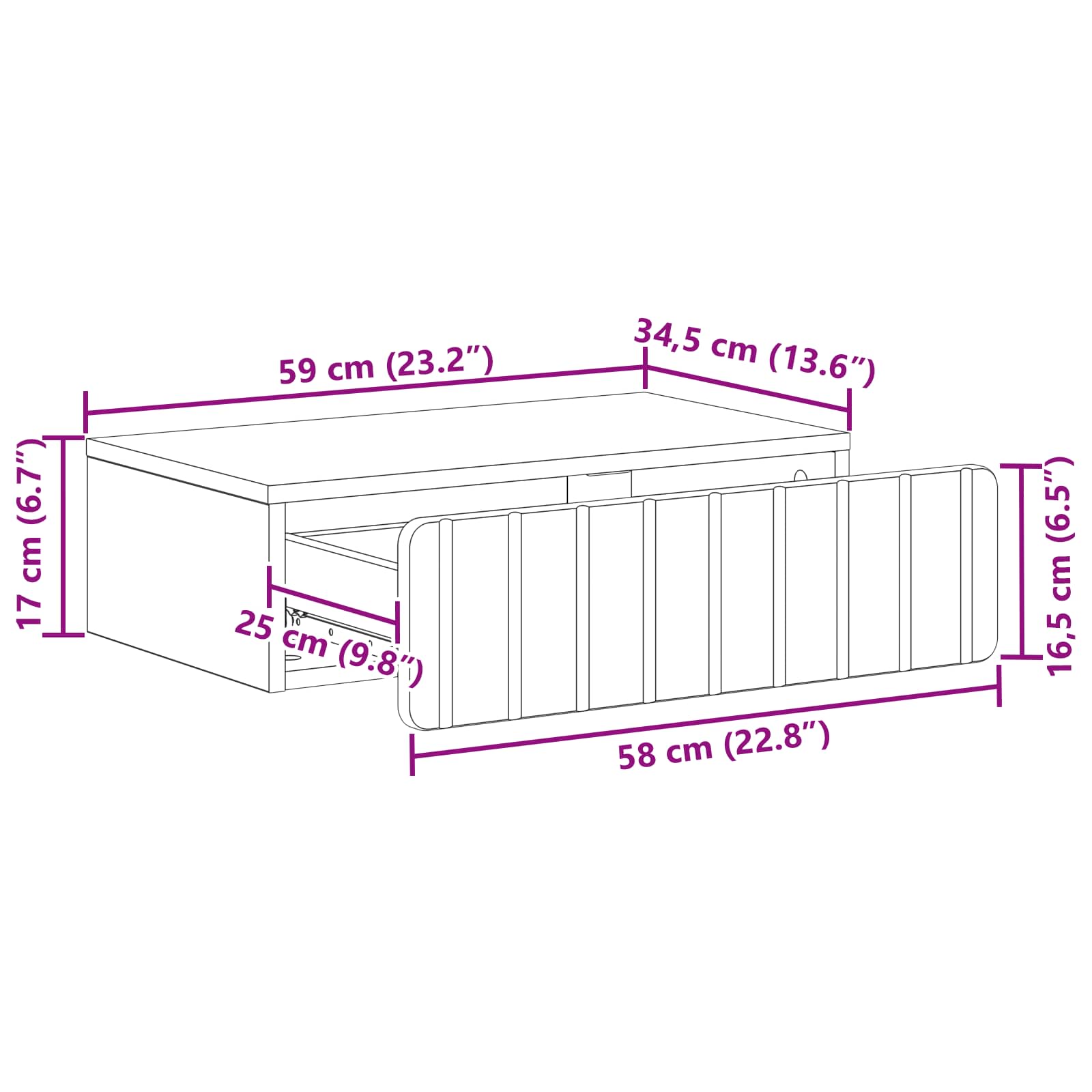 Væghængt Sideskab Sonoma-eg 59 x 34,5 x 17 cm Konstrueret træ