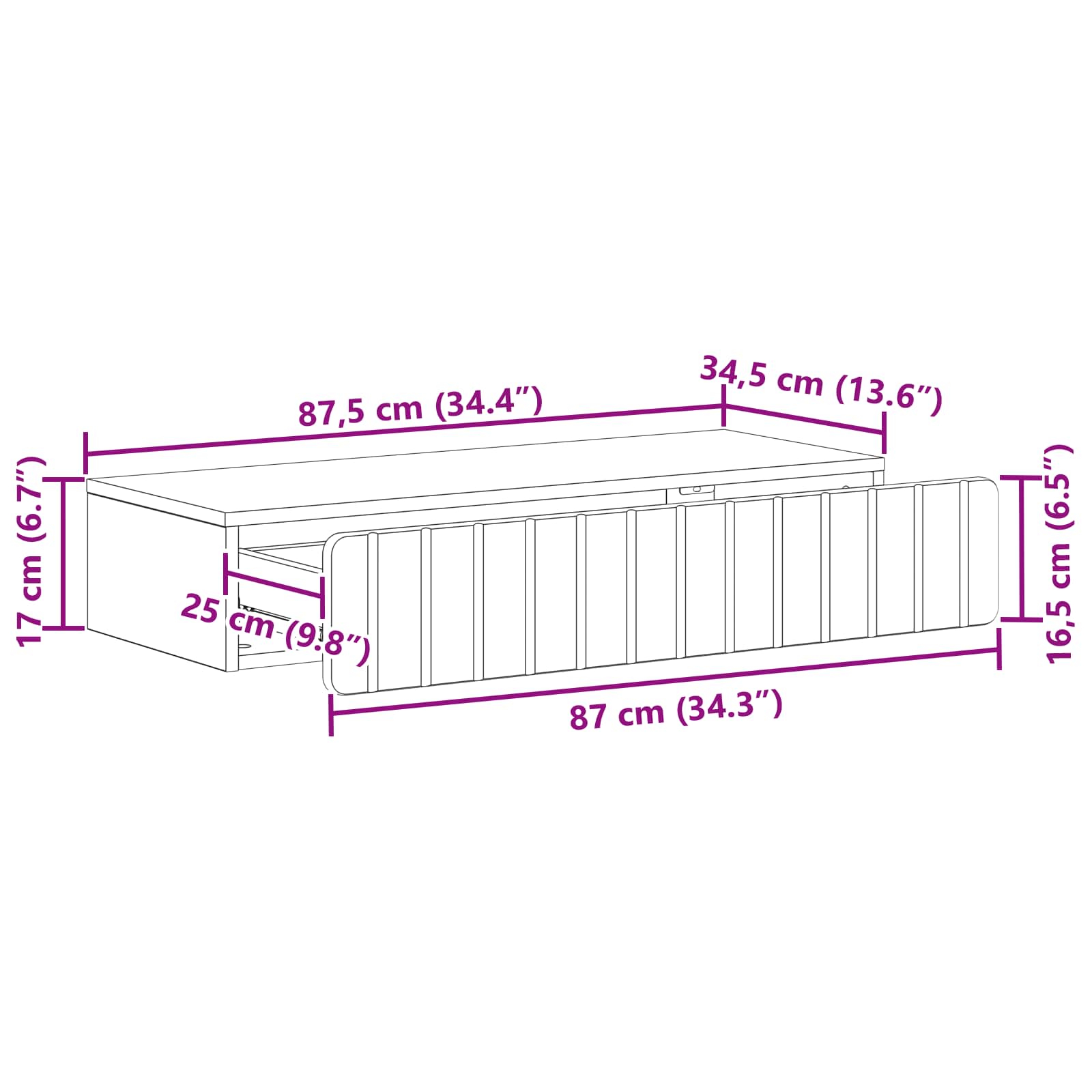 Væghængt Sideskab Gammelt træ 87,5 x 34,5 x 17 cm