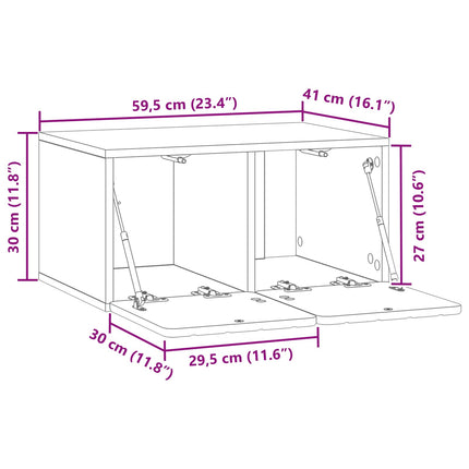 Væghængt TV-skab 59,5 x 41 x 30 cm Hvid højglans