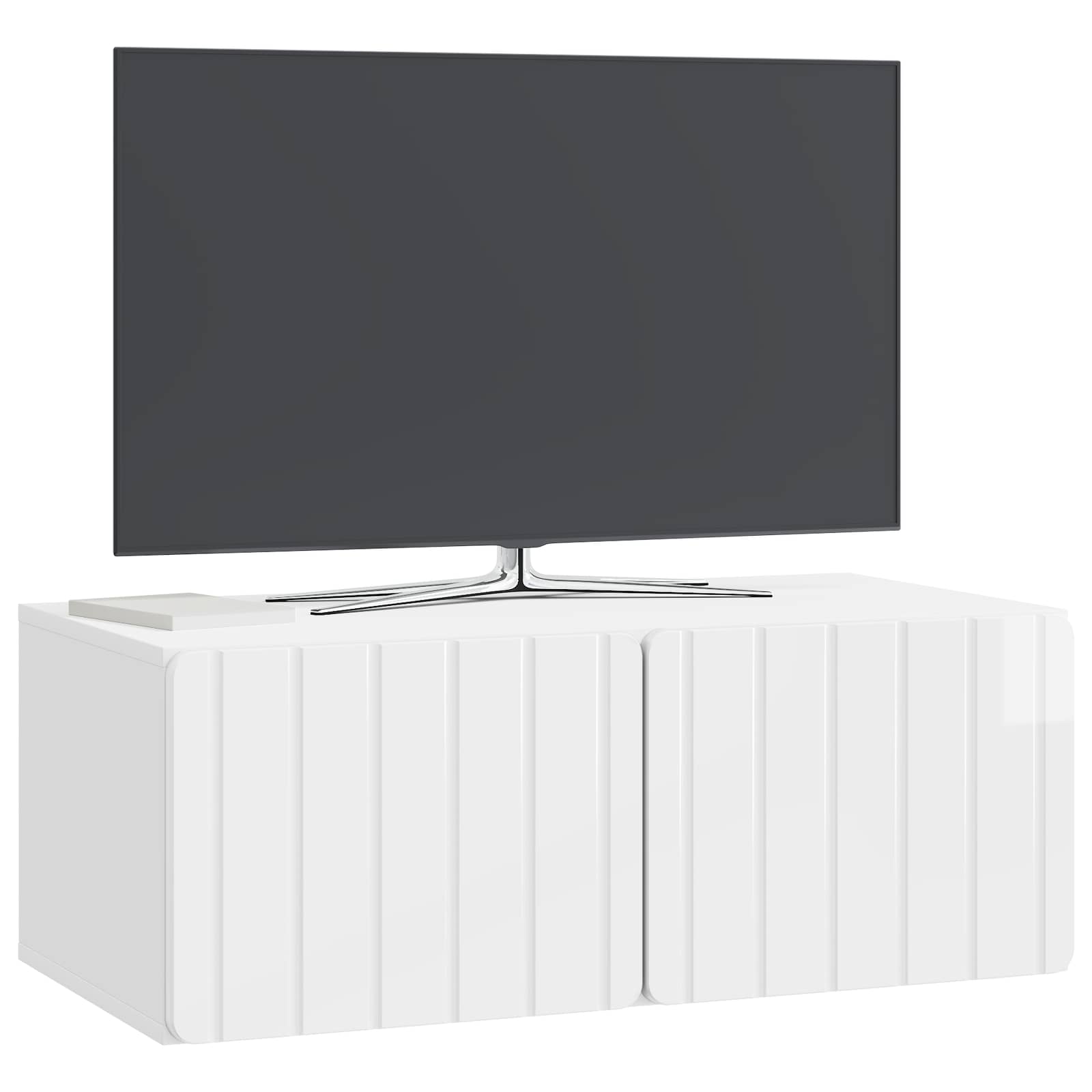 Væghængt TV-skab Vægmonteret Hvid højglans 78,5 x 41 x 30 cm