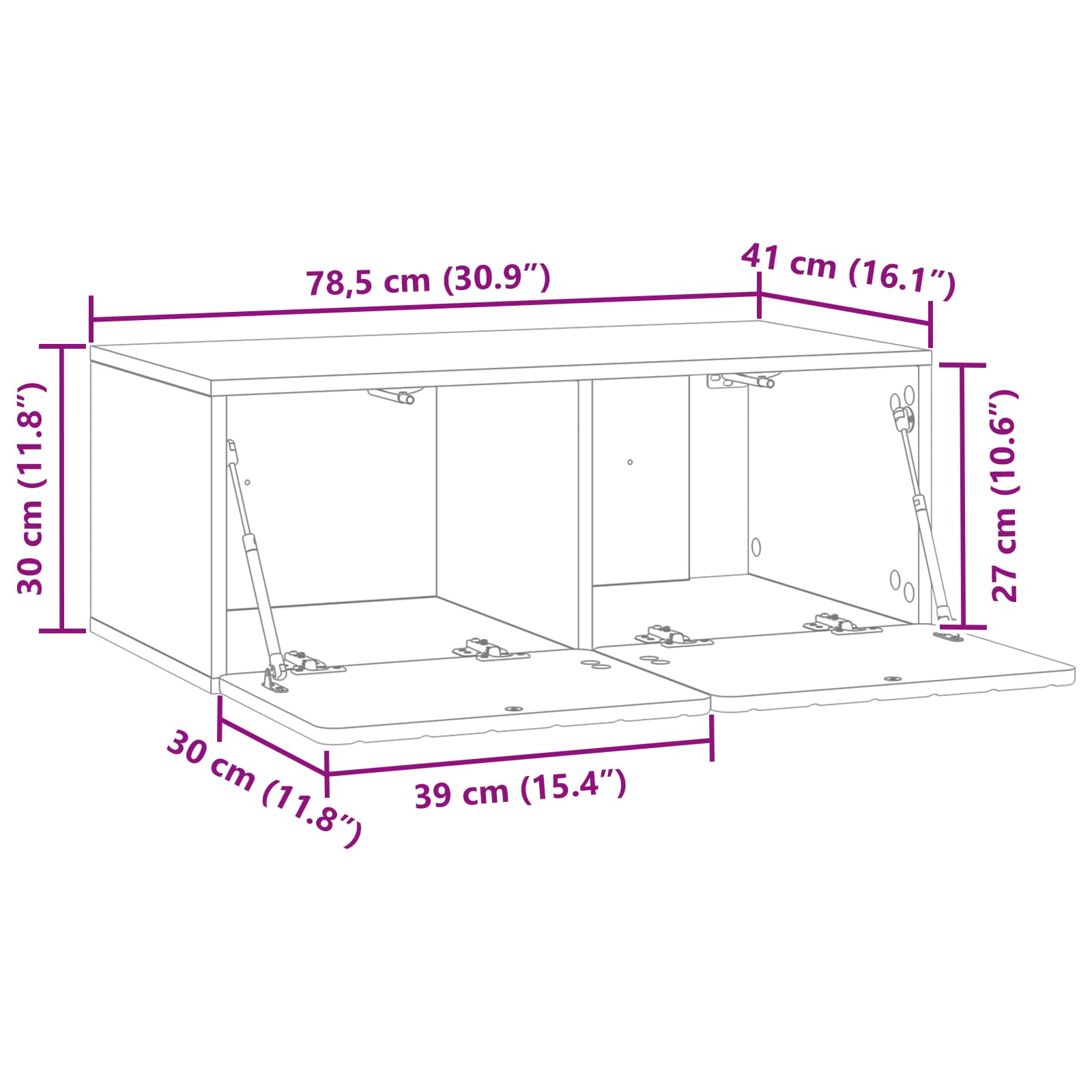 Væghængt TV-skab Vægmonteret Hvid højglans 78,5 x 41 x 30 cm
