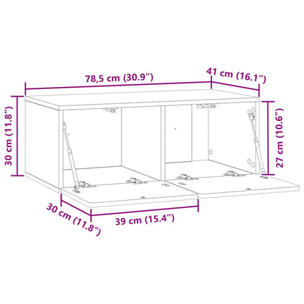 Væghængt TV-skab 78,5 x 41 x 30 cm Hvid højglans