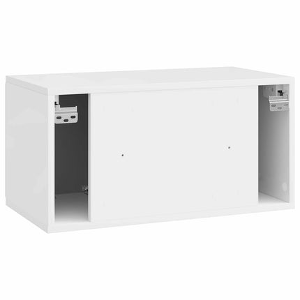 Væghængt TV-skab 59,5 x 31 x 30 cm Hvid højglans