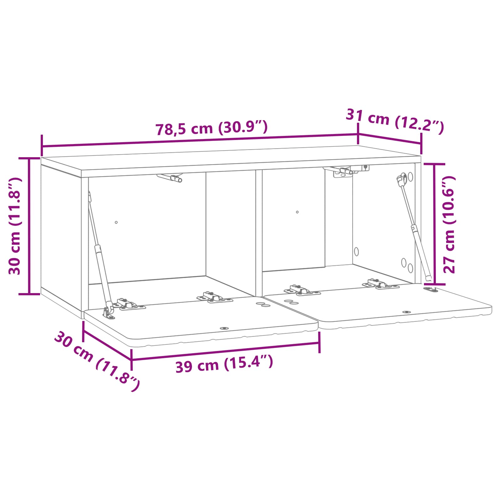 Væghængt TV-skab Betongrå 78,5 x 31 x 30 cm Konstrueret træ