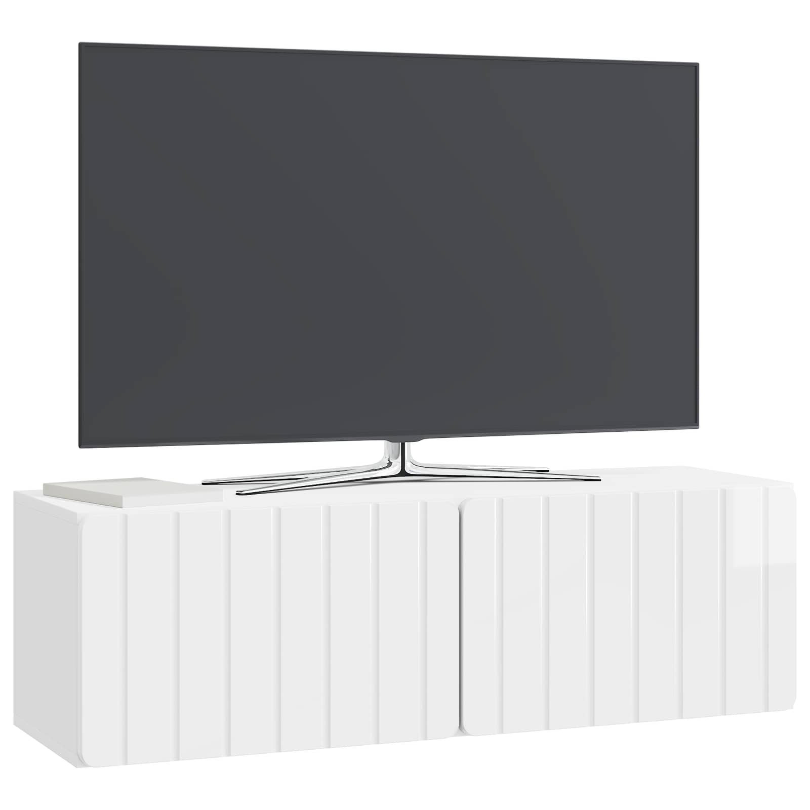 Væghængt TV-skab Hvid højglans 98 x 31 x 30 cm Konstrueret træ