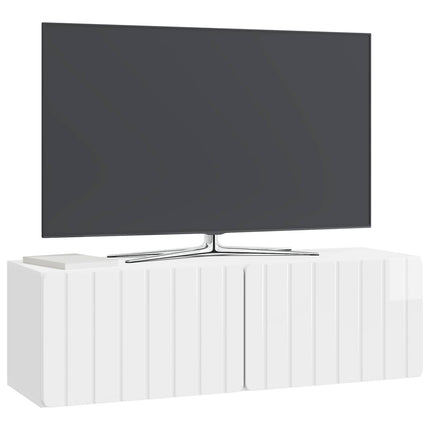 Væghængt TV-skab 98 x 31 x 30 cm Hvid højglans Konstrueret træ