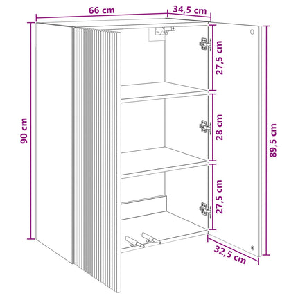 Vægmonteret skab Sonoma-eg 66 x 34,5 x 90 cm Konstrueret træ