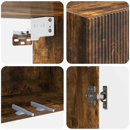 Vægmonteret skab Røget eg 66 x 34,5 x 90 cm Konstrueret træ