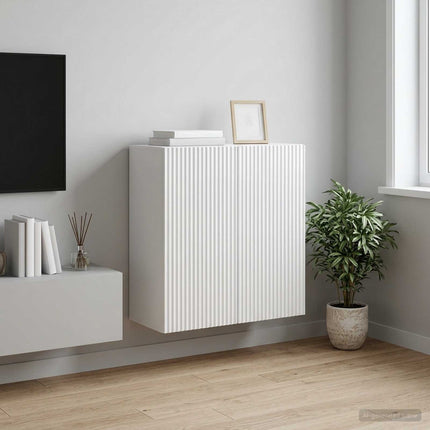 Vægmonteret skab Hvid højglans 59 x 31 x 60 cm Konstrueret træ