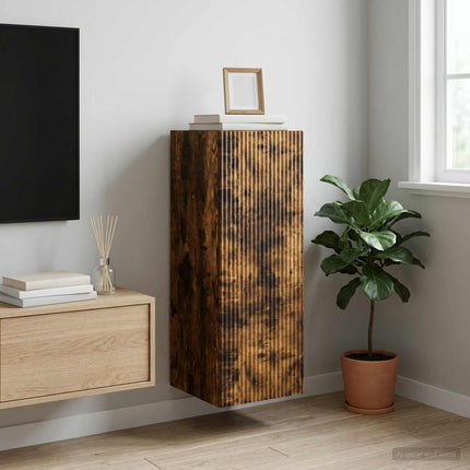 Vægmonteret skab 33 x 34,5 x 90 cm Konstrueret træ Røget eg
