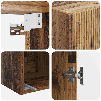 Vægmonteret skab Gammelt træ 33 x 34,5 x 90 cm Konstrueret træ