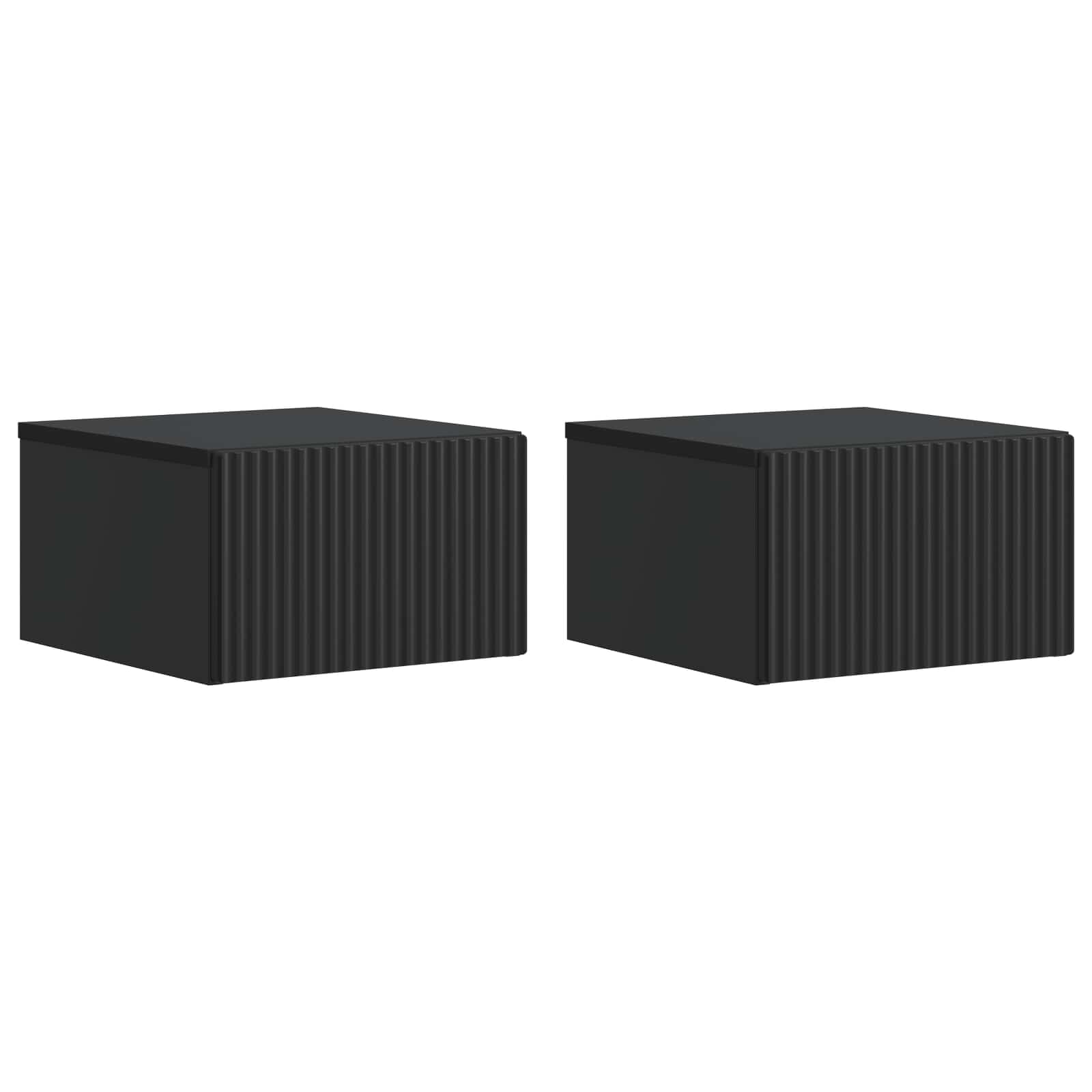 Væghængt Natbord 2 pcs Sort 33 x 34,5 x 20 cm Konstrueret træ