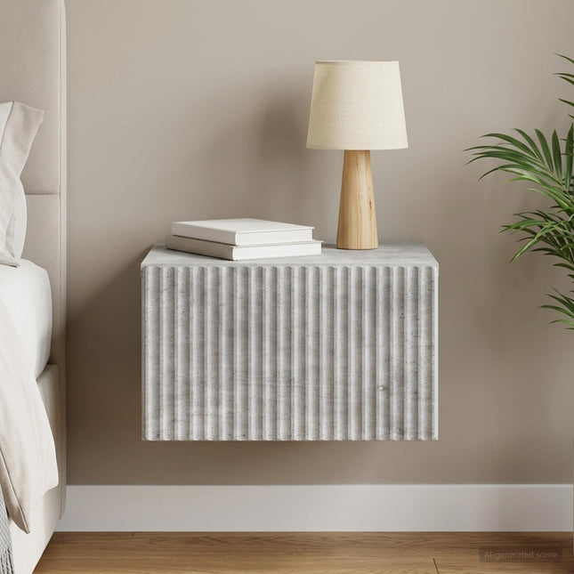Væghængt Natbord Betongrå 33 x 34,5 x 20 cm Konstrueret træ