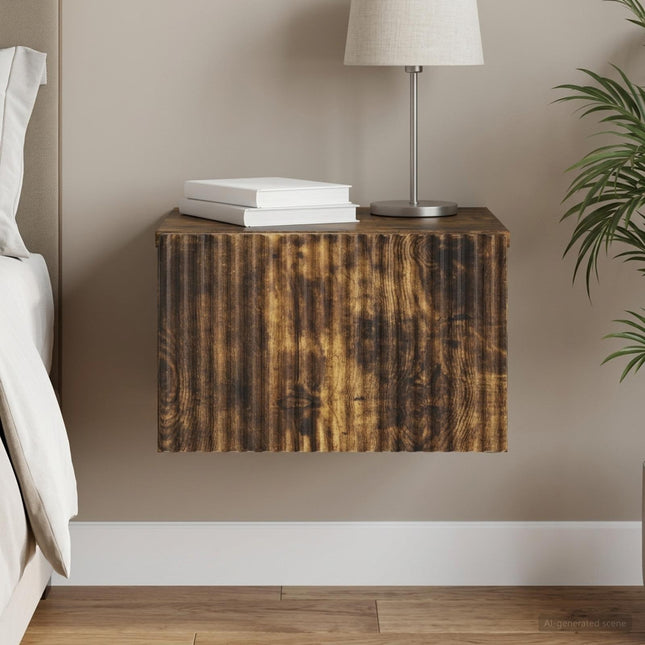 Væghængt Natbord Røget eg 33 x 34,5 x 20 cm Konstrueret træ
