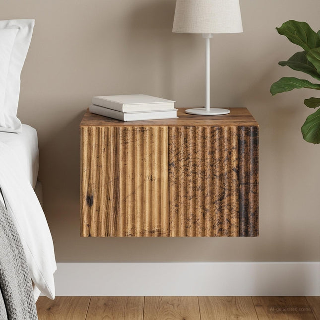 Væghængt Natbord Gammelt træ 33 x 34,5 x 20 cm Konstrueret træ