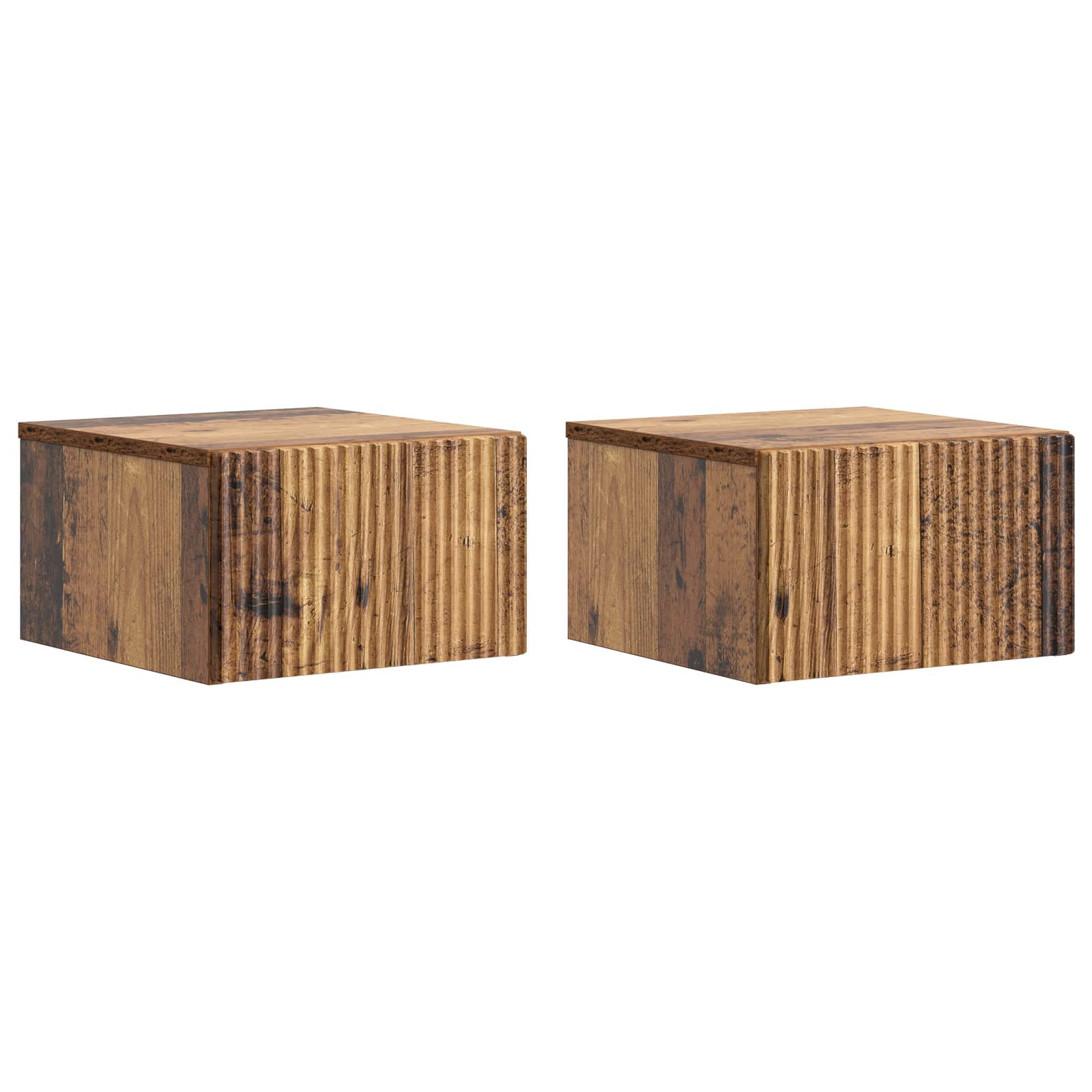 Væghængt Natbord med skuffe 2 pcs Gammelt træ 33 x 34,5 x 20 cm