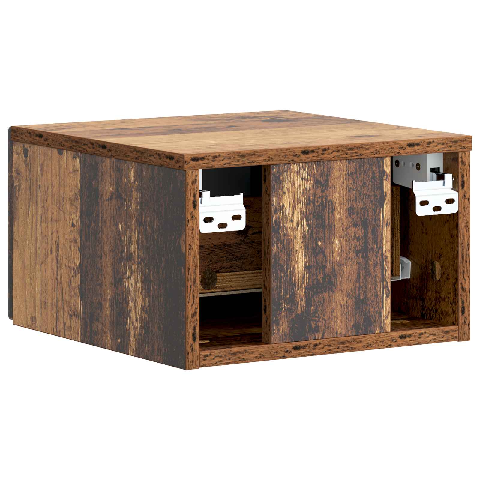 Væghængt Natbord med skuffe 2 pcs Gammelt træ 33 x 34,5 x 20 cm