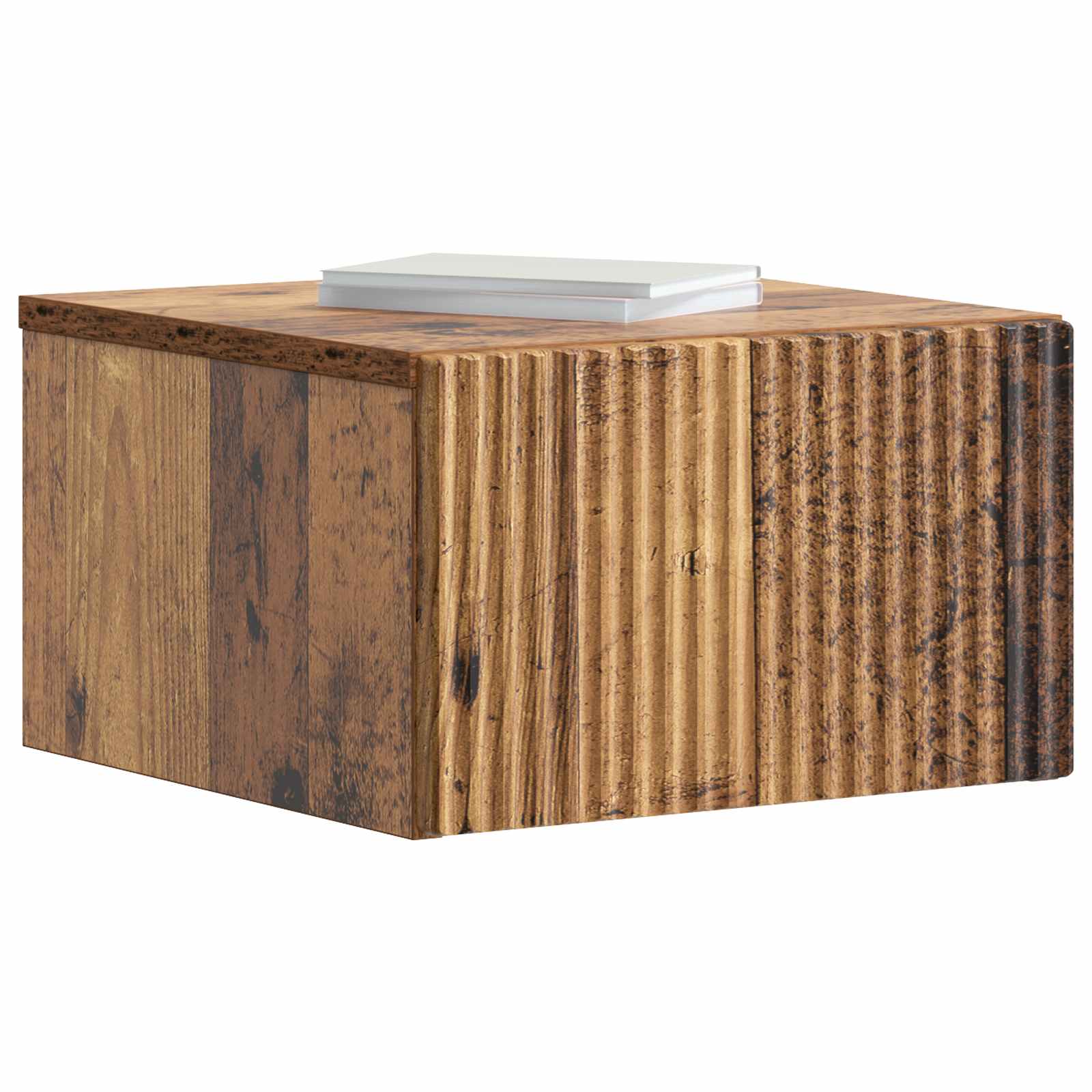 Væghængt Natbord med skuffe 2 pcs Gammelt træ 33 x 34,5 x 20 cm