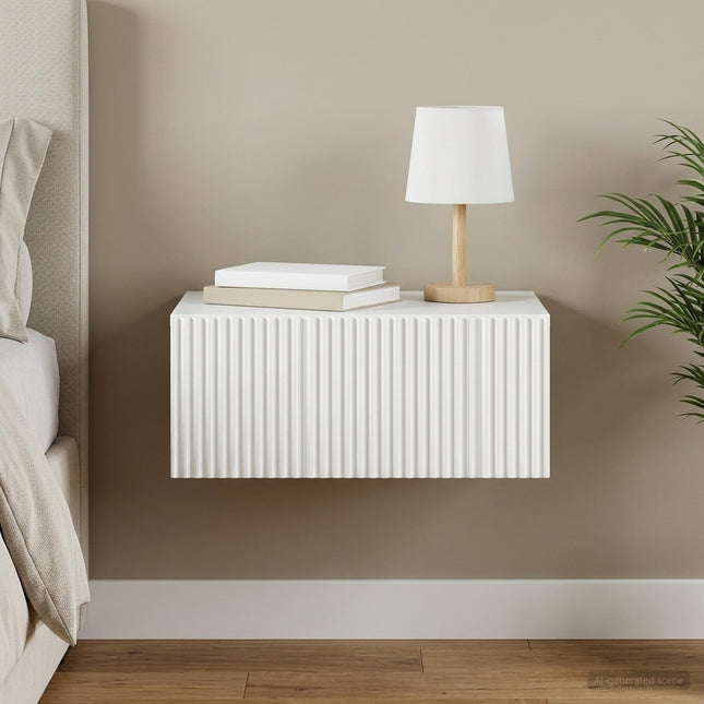 Væghængt Natbord Hvid 49 x 34,5 x 20 cm Konstrueret træ