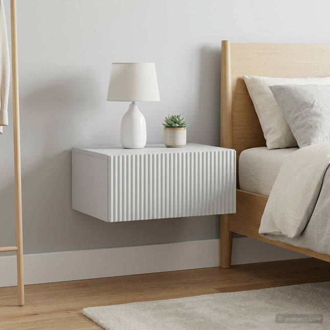 Væghængt Natbord 2 stk. Hvid 49 x 34,5 x 20 cm Konstrueret træ